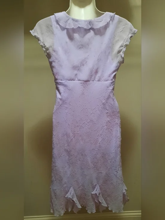 CDC Petite Lavender Ruffled V-Neck Cocktail Dress - Picture 3 of 10